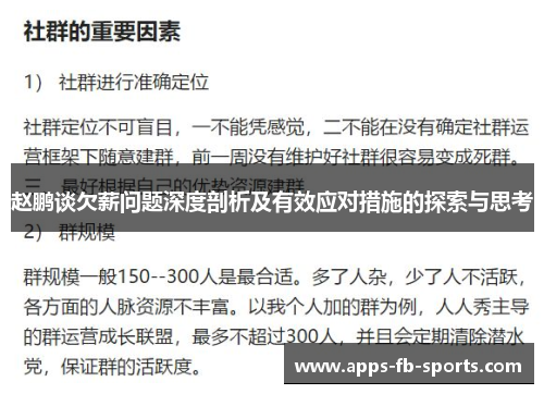 赵鹏谈欠薪问题深度剖析及有效应对措施的探索与思考